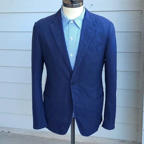 PIOMBO Italy Solid Dark Blue Grey‎ Cotton Mens Sz 38 R Sport Coat Blazer